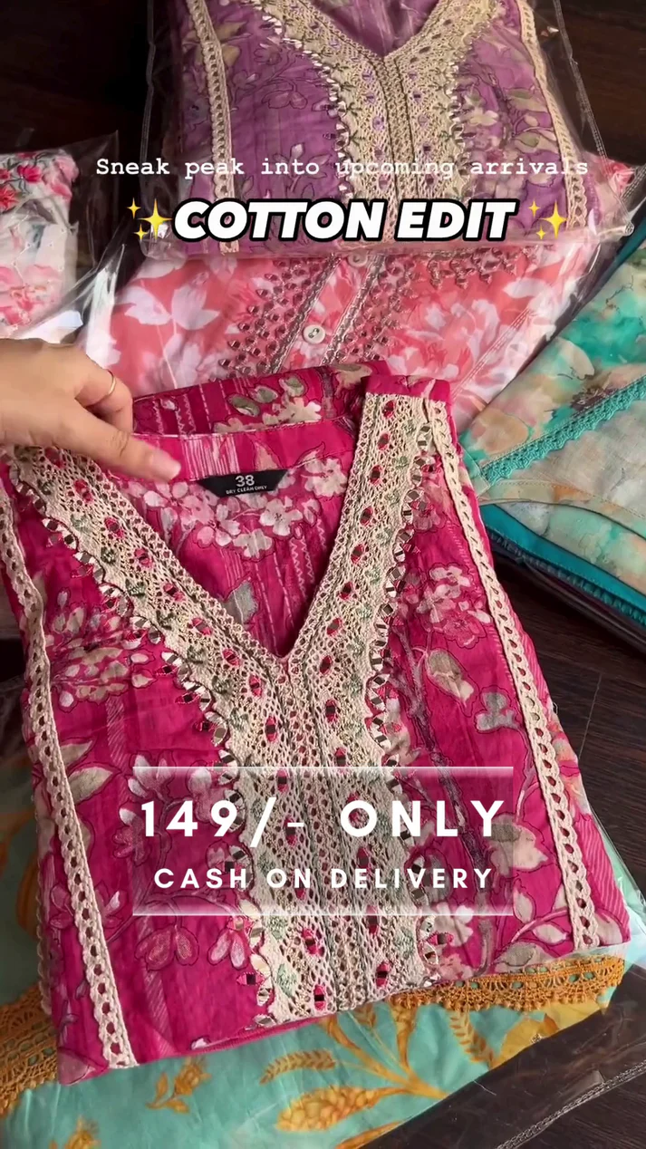 Women's Floral Chikankari Cottan Kurta Set - Image 2