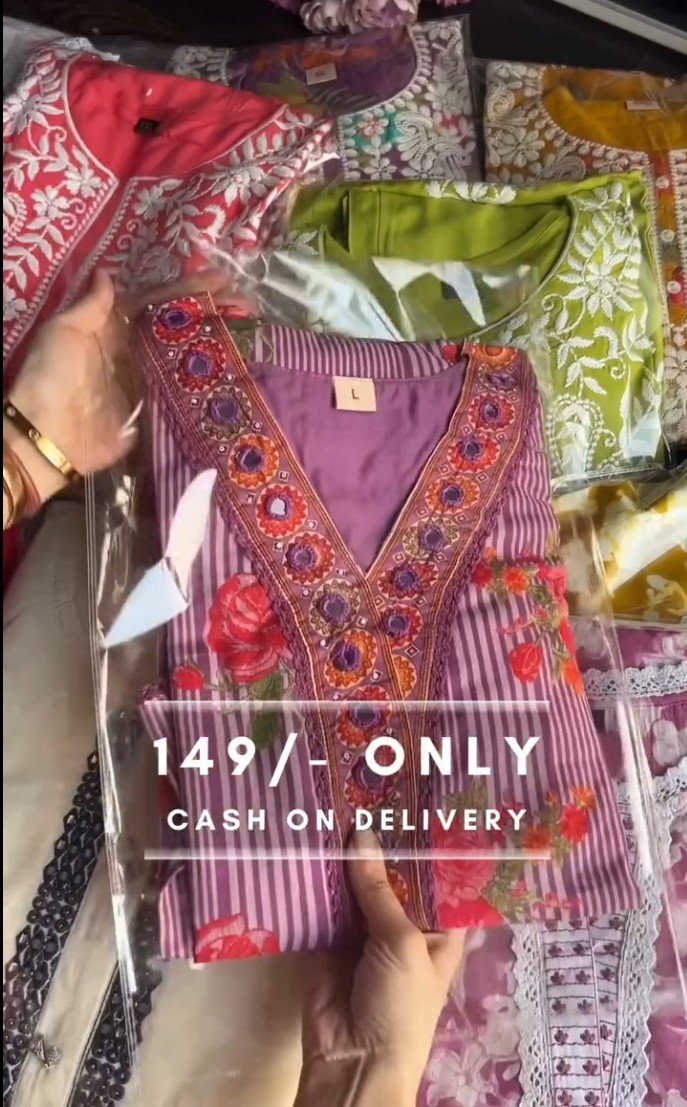 Women's Floral Chikankari Cottan Kurta Set