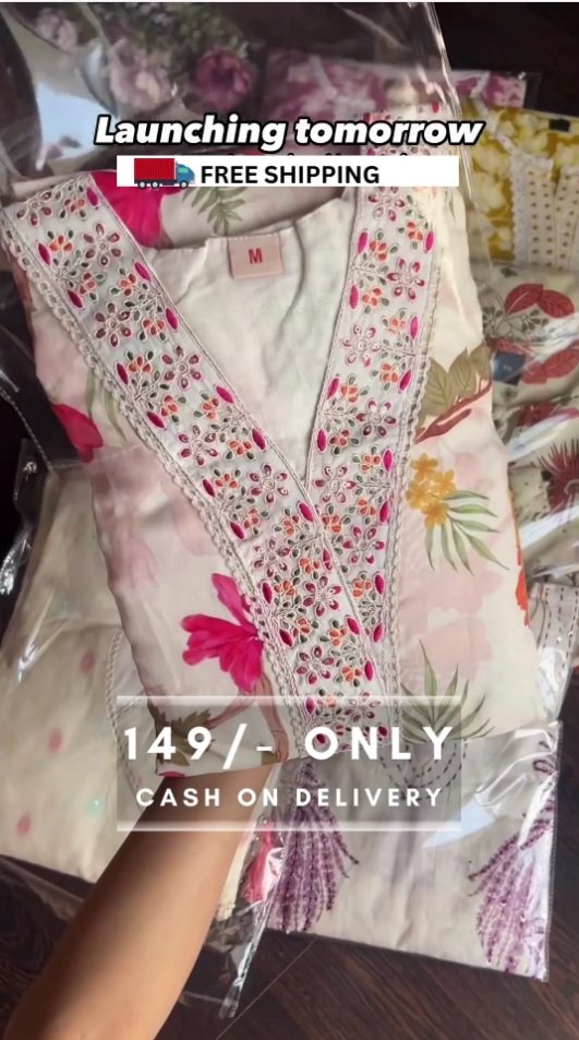 Women's Floral Chikankari Cottan Kurta Set - Image 5
