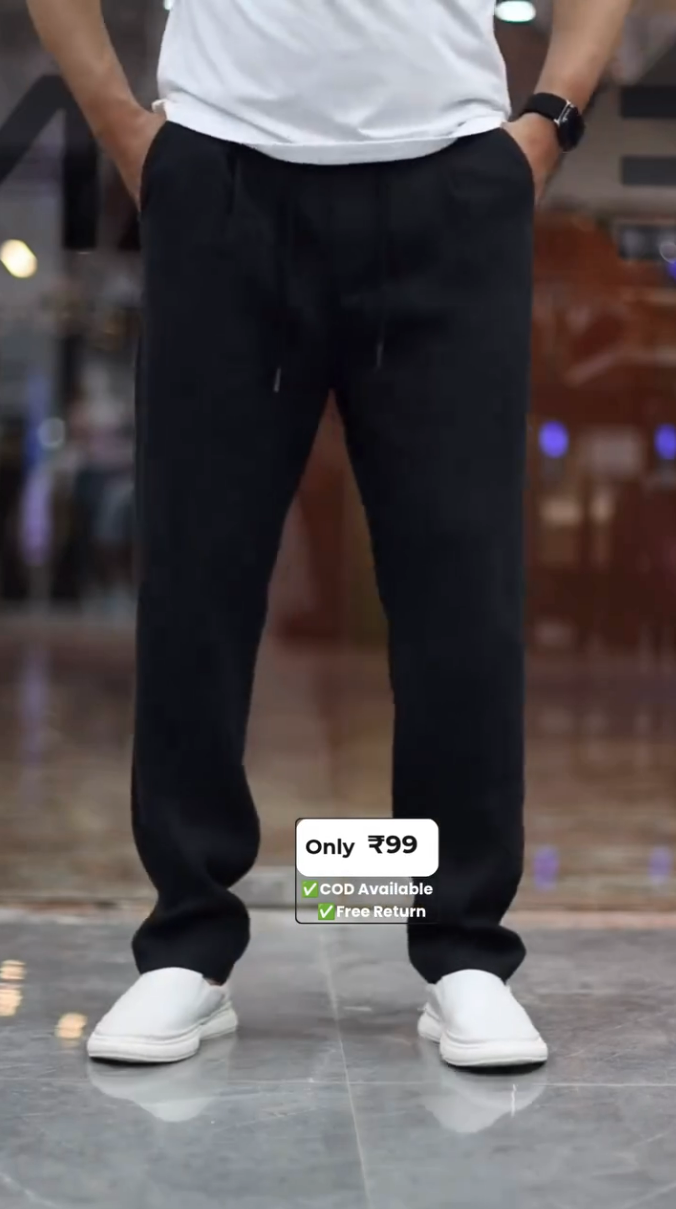 Men's Lifestyle Co Linen Relaxed-Fit Regular Trousers Pent - Image 5
