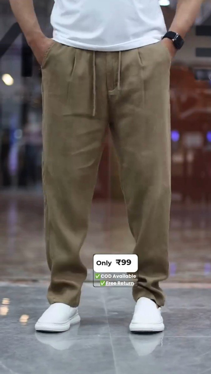 Men's Lifestyle Co Linen Relaxed-Fit Regular Trousers Pent - Image 3