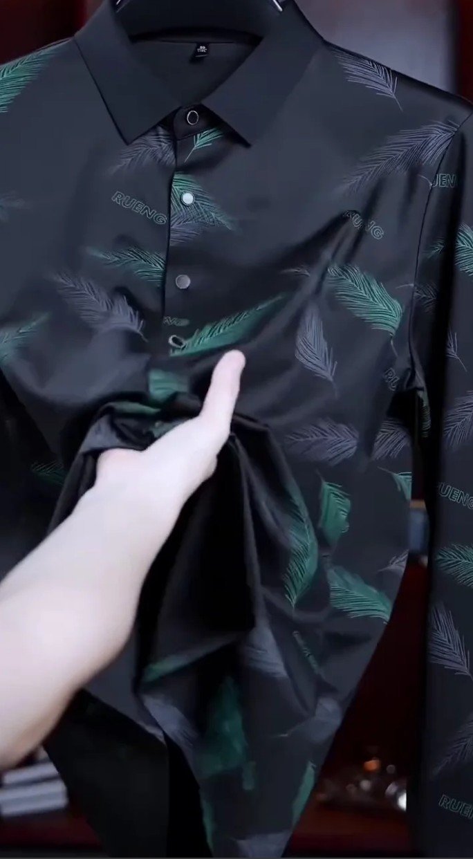 Men’s Printing Long Sleeve Turn-Down Collar Cardigan Shirt - Image 2