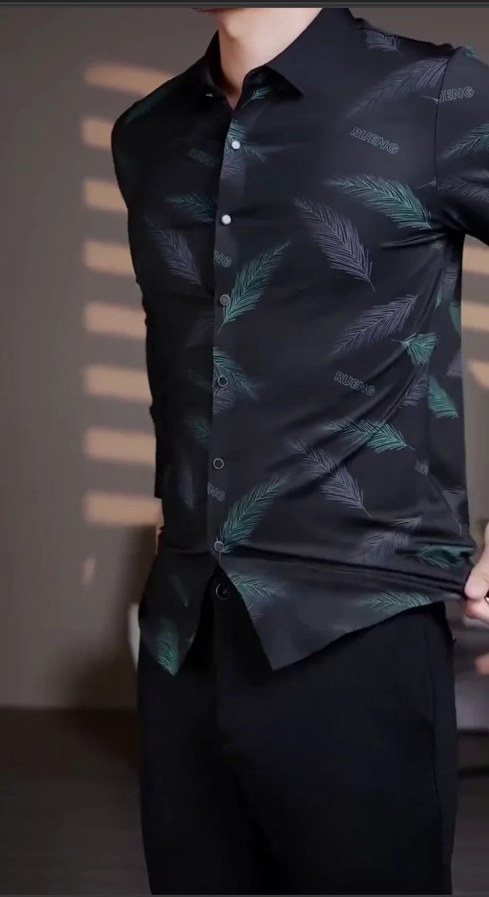 Men’s Printing Long Sleeve Turn-Down Collar Cardigan Shirt - Image 5