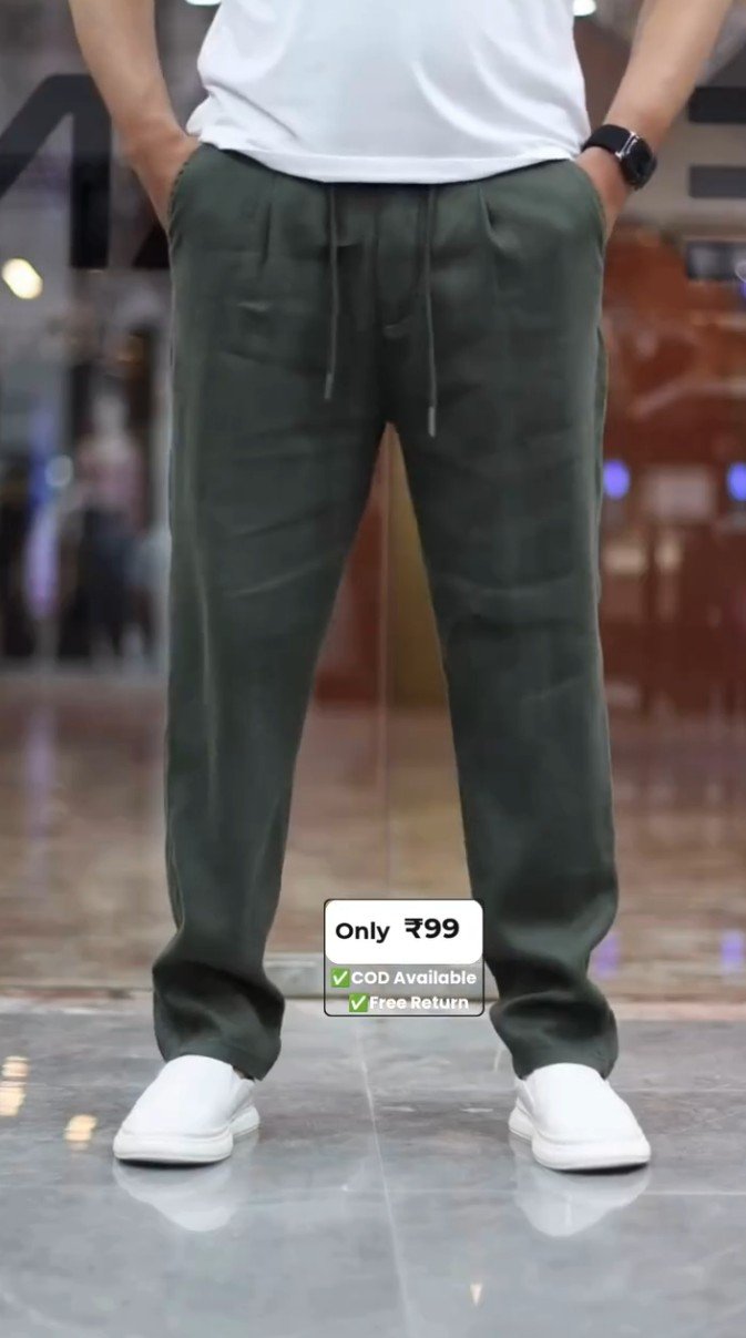 Men's Lifestyle Co Linen Relaxed-Fit Regular Trousers Pent - Image 2